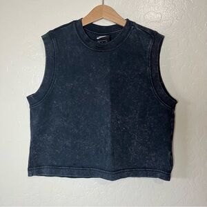 Nike Center Swoop Tank Top Muscle Tee Acid Wash Black Size S